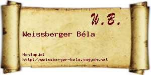 Weissberger Béla névjegykártya